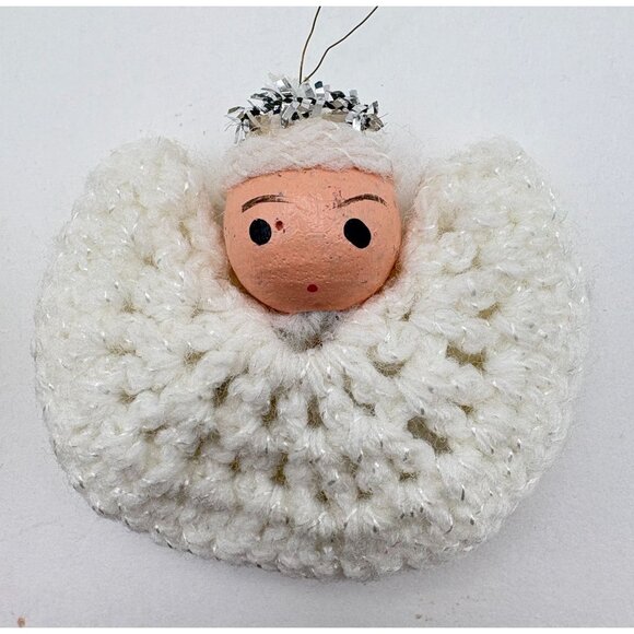 Handmade Crochet Angel Ornament Set Of 4 Vintage Christmas Yarn Decor - Picture 4 of 9